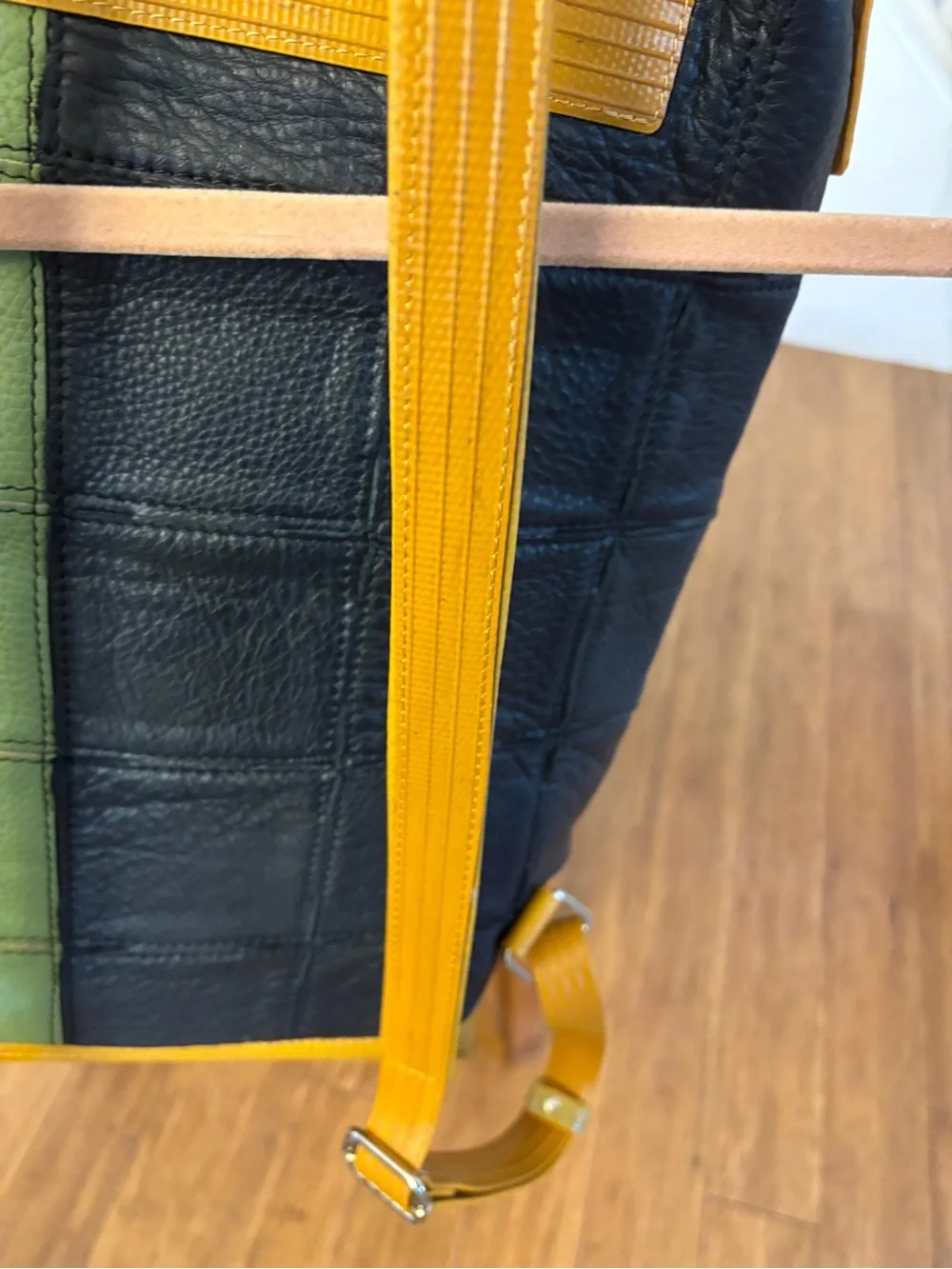 Elvis & Kresse Leather Colorblock Shoulder Bag Black, Olive, Light Blue, Mustard